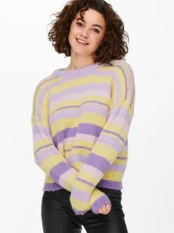 ONLY Fijngebreide Truien Trui Dames Lichtlila / Donkerlila -ONLY Elegant winkel 48a145a5346a78add86a969a86306195