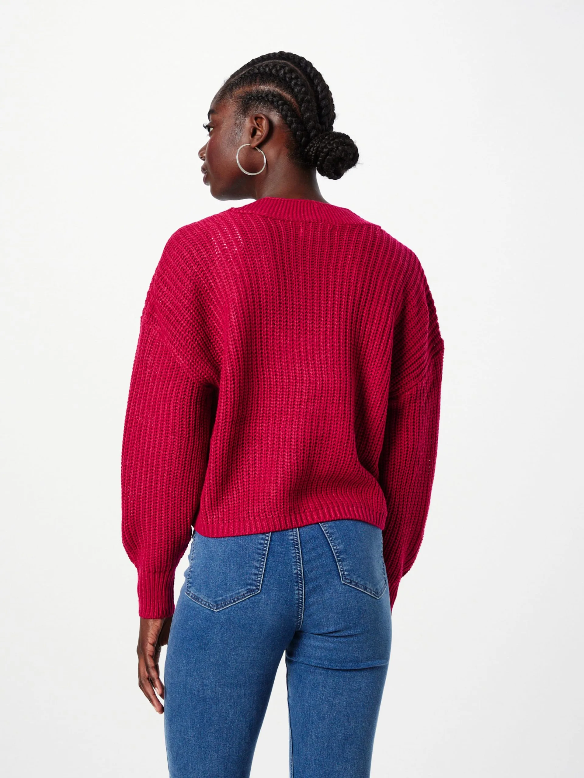 ONLY Vesten Gebreid Vest CAROL Dames Donkerrood 4 ONLY Vesten Gebreid Vest CAROL Dames Donkerrood - Afbeelding 4