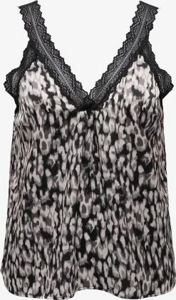 ONLY CARMAKOMA Kanten Tops Top Dames Grijs / Zwart