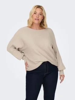 ONLY CARMAKOMA Basic Truien Trui Dames Beige -ONLY Elegant winkel 4ed18f03aff103fcf3b2209e4065f9e3