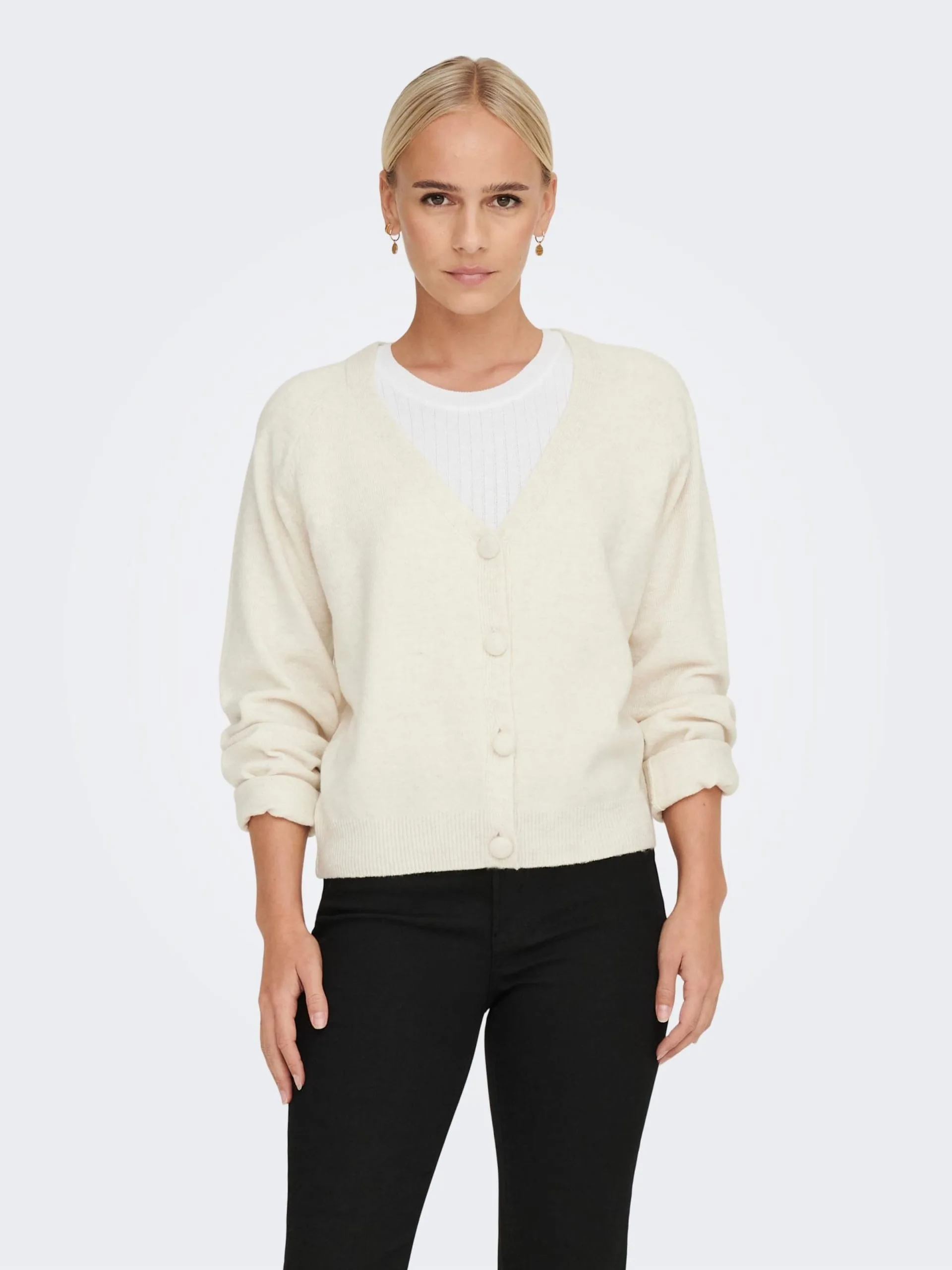 ONLY Vesten Gebreid Vest RICA Dames Lichtgrijs 3 ONLY Vesten Gebreid Vest RICA Dames Lichtgrijs - Afbeelding 3