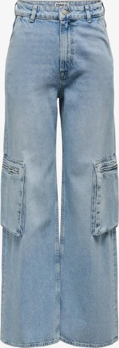 ONLY Jeans Loosefit Cargojeans Hope Dames Blauw