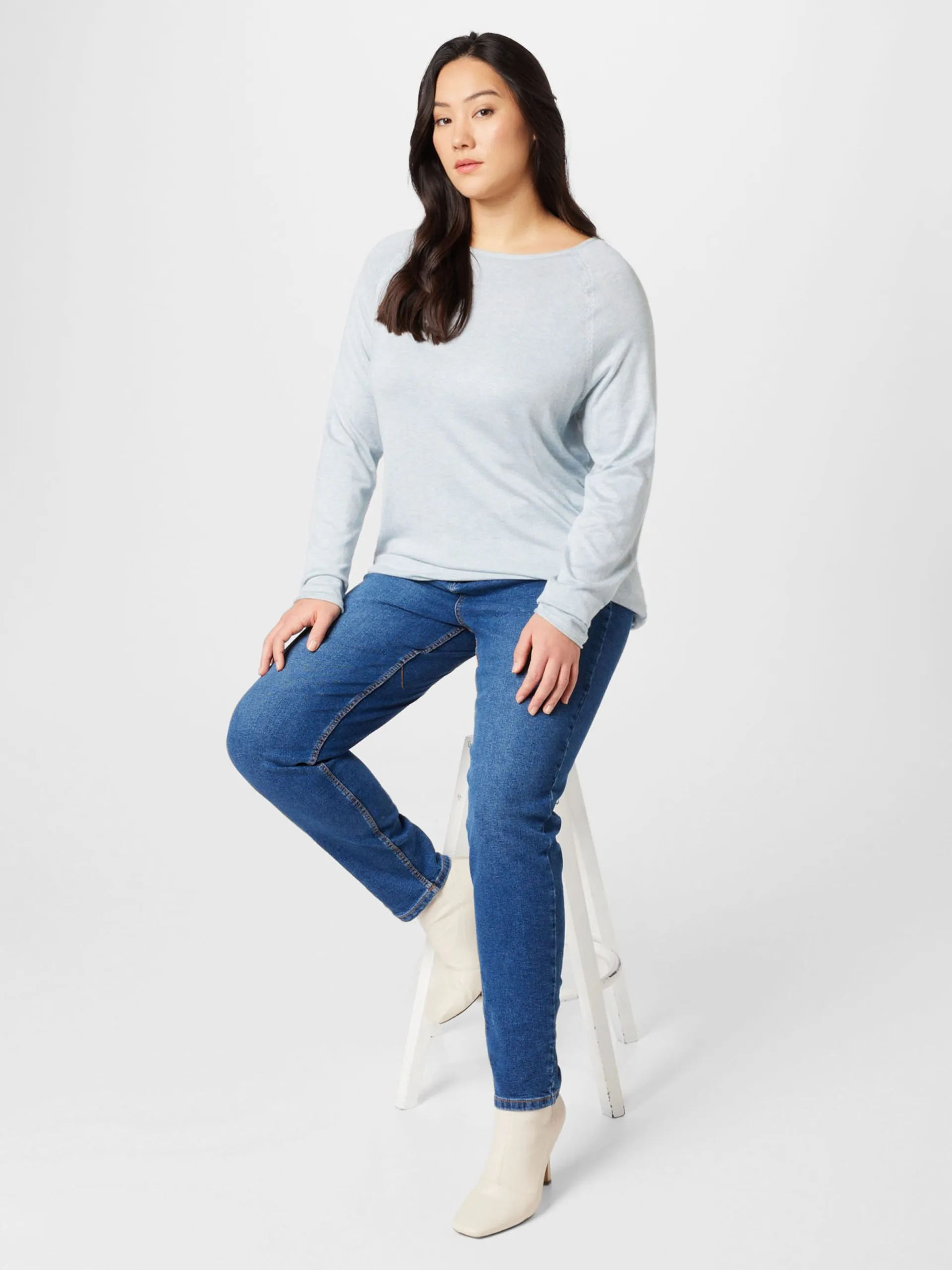 ONLY CARMAKOMA Fijngebreide Truien Trui Dames Smoky Blue 4 ONLY CARMAKOMA Fijngebreide Truien Trui Dames Smoky Blue - Afbeelding 4