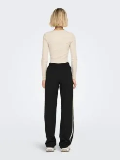 ONLY Sweatpants Wide Leg Broek POPTRASH-SUKI Dames Zwart -ONLY Elegant winkel 58317c8506443bdd3e31e44f03024522
