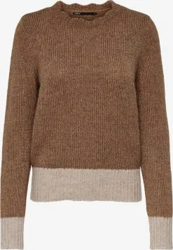 ONLY Fijngebreide Truien Trui MELLA Dames Kastanjebruin