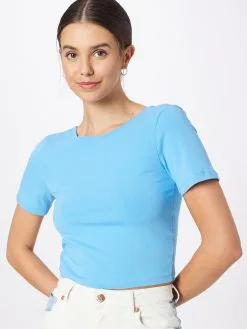 ONLY T-shirts Shirt Dames Lichtblauw / Wit -ONLY Elegant winkel 5da6699b4991d5d1c19577f9fc3e2b82