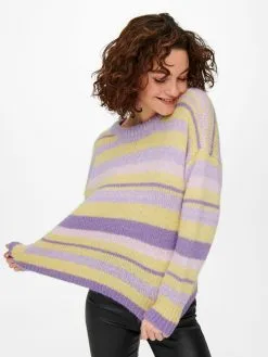 ONLY Fijngebreide Truien Trui Dames Lichtlila / Donkerlila -ONLY Elegant winkel 5e34590cfebf1d053b592255d643294c