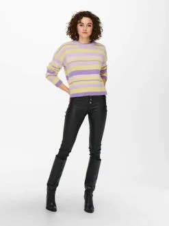 ONLY Fijngebreide Truien Trui Dames Lichtlila / Donkerlila -ONLY Elegant winkel 63f8319ee21b7015ba2a0834ff1a2be7