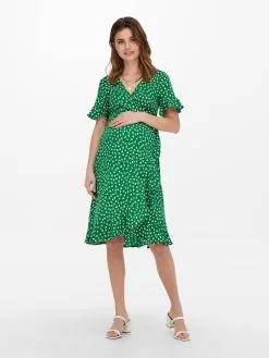 ONLY MATERNITY Midi Jurken Jurk Olivia Dames Groen -ONLY Elegant winkel 6a9896185c07dc2f63f3286269bb630a