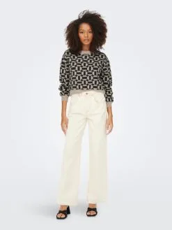 ONLY Fijngebreide Truien Trui Geo Dames Beige Gemêleerd -ONLY Elegant winkel 6b2df83a4ff7585f507fa068835542ca