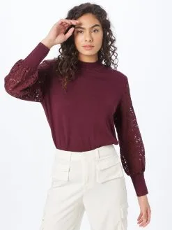 ONLY Fijngebreide Truien Trui ROWENA Dames Wijnrood -ONLY Elegant winkel 6b6bf1300864ddcebe88082a926a78eb