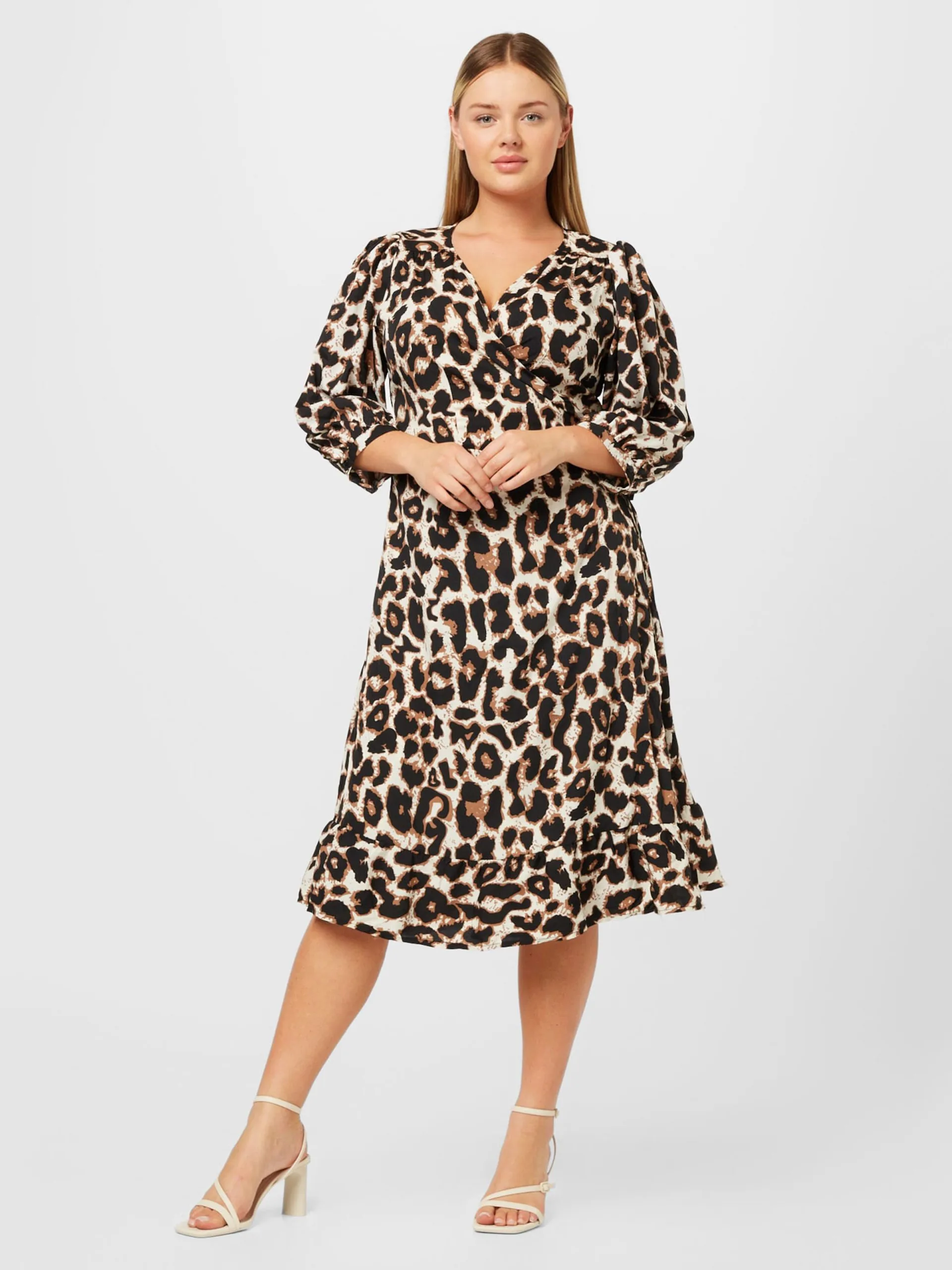 ONLY CARMAKOMA Midi Jurken Jurk LIVIA Dames Beige 3 ONLY CARMAKOMA Midi Jurken Jurk LIVIA Dames Beige - Afbeelding 3