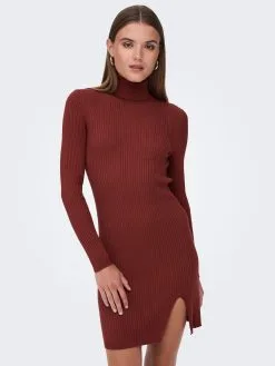 ONLY Gebreide Jurken Gebreide Jurk Dames Karmijnrood -ONLY Elegant winkel 6e3a88a8d790463fd438c98db981d946