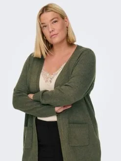 ONLY CARMAKOMA Vesten Gebreid Vest Esly Dames Kaki -ONLY Elegant winkel 70e45f02863d2a2078da6859408b628c