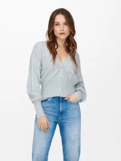 ONLY Vesten Gebreid Vest MEZZ Dames Lichtblauw -ONLY Elegant winkel 724d98fba6daa328af14991baca0358e