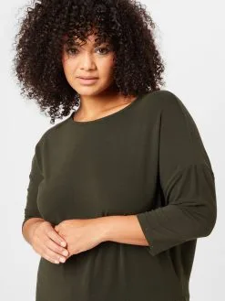 ONLY CARMAKOMA Shirts Met 3/4 Mouw Shirt LAMOUR Dames Donkergroen -ONLY Elegant winkel 7276ade7369b68270028b0a7b4b1bba4