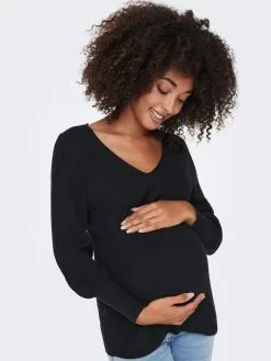 ONLY MATERNITY Fijngebreide Truien Trui Dames Zwart -ONLY Elegant winkel 72c54fca2344c5c71efe00a90c2eab48