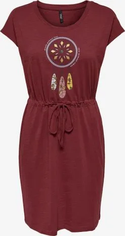 ONLY Jerseyjurken Jurk BONE Dames Bloedrood