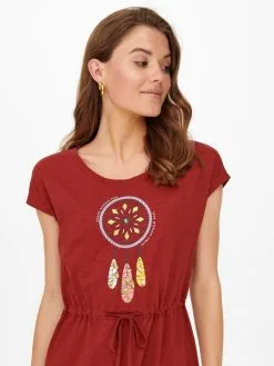 ONLY Jerseyjurken Jurk BONE Dames Bloedrood -ONLY Elegant winkel 7bc69286738b047364cf9c2dd27af76f