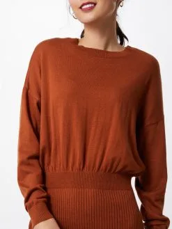 ONLY Jerseyjurken Jurk Bow Dames Roestbruin -ONLY Elegant winkel 7cf63e5e95298cb70784bf2f97a77e6e