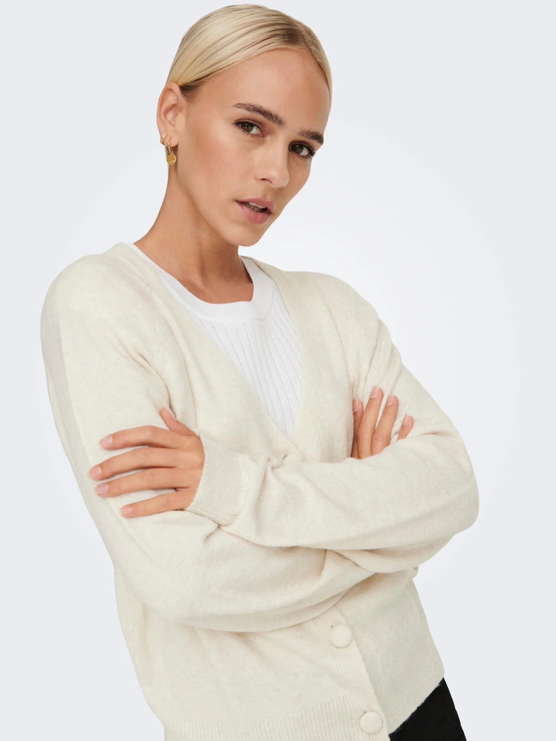 ONLY Vesten Gebreid Vest RICA Dames Lichtgrijs 6 ONLY Vesten Gebreid Vest RICA Dames Lichtgrijs - Afbeelding 6