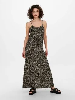 ONLY Maxi Jurken Jurk Dames Beige / Zwart -ONLY Elegant winkel 828b6ffc1478b3f10e6da2c6e33b7c6e