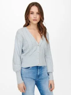 ONLY Vesten Gebreid Vest MEZZ Dames Lichtblauw -ONLY Elegant winkel 82929dd013823a4286b00c2e9c23d8ae