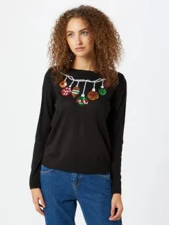 ONLY Fijngebreide Truien Trui XMAS Dames Zwart -ONLY Elegant winkel 83647dcc21b896fc0fccf7bb0d3e0126