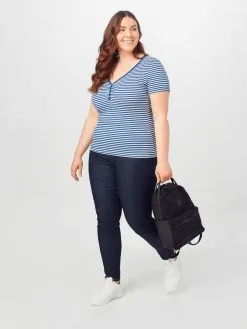 ONLY CARMAKOMA T-shirts Shirt Dames Blauw -ONLY Elegant winkel 847a96f3d8478620fcefa2b424223e43