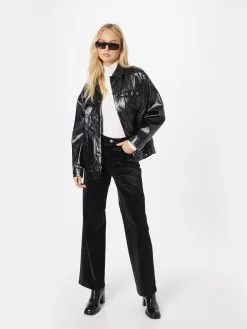 ONLY Leren Broeken Wide Leg Broek ALMA Dames Zwart -ONLY Elegant winkel 857a55f70a1451d77c047665ccf76884