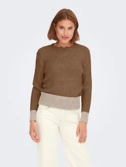 ONLY Fijngebreide Truien Trui MELLA Dames Kastanjebruin -ONLY Elegant winkel 867042f4767697706f6ad71f5adbe9fe