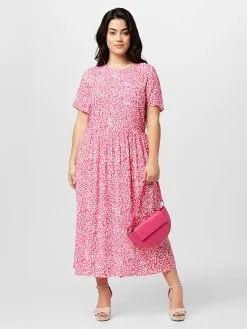 ONLY CARMAKOMA Midi Jurken Jurk Sirina Dames Pink -ONLY Elegant winkel 86e7ae186940c8bc041010f704d16a65
