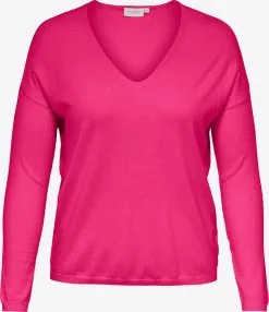 ONLY CARMAKOMA Basic Truien Trui Lella Dames Fuchsia