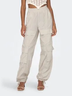 ONLY Cargobroeken Tapered Cargobroek Dames Beige / Taupe