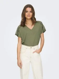 ONLY T-shirts Shirt Dames Kaki -ONLY Elegant winkel 8c97c1c3547e9262852a20cbaae14e70