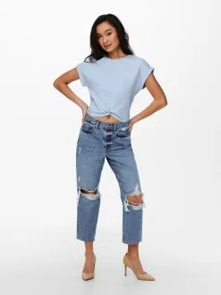 ONLY T-shirts Shirt Reign Dames Lichtblauw -ONLY Elegant winkel 8d52b433bea636dbcc168badcf4c4c09