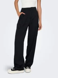 ONLY Cargobroeken Loosefit Cargobroek PILAR Dames Zwart -ONLY Elegant winkel 90763b0ed40539f64852a0ec51064dca