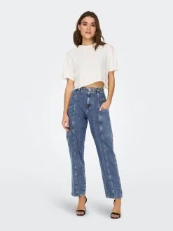 ONLY Straight Regular Cargojeans Sawyer Dames Blauw -ONLY Elegant winkel 90b4fa32919c3fabd60b53221a945650