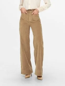 ONLY Ribbroeken Wide Leg Broek Dames Bruin -ONLY Elegant winkel 91ccfc925377f747a5869e3f4b2f1ac1