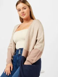 ONLY CARMAKOMA Vesten Gebreid Vest Dames Beige / Sand / Navy -ONLY Elegant winkel 97074c229a87bba03f391949fda01ed2