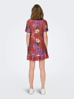 ONLY Mini Jurken Jurk NOVA Dames Bloedrood -ONLY Elegant winkel 98a8483f40612a6ee288229c425876c3