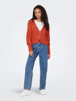 ONLY Vesten Gebreid Vest Dames Oranjerood -ONLY Elegant winkel 9a178058942d79323f5642de0f10d267