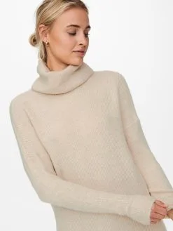 ONLY Gebreide Jurken Gebreide Jurk Jana Dames Lichtbeige -ONLY Elegant winkel 9c394cb0ad1063cccf23eae3a32d2dd6