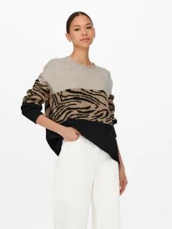 ONLY Fijngebreide Truien Trui Jade Dames Taupe -ONLY Elegant winkel 9cab1d6f3358d8fd4beaf8e4be7f3955