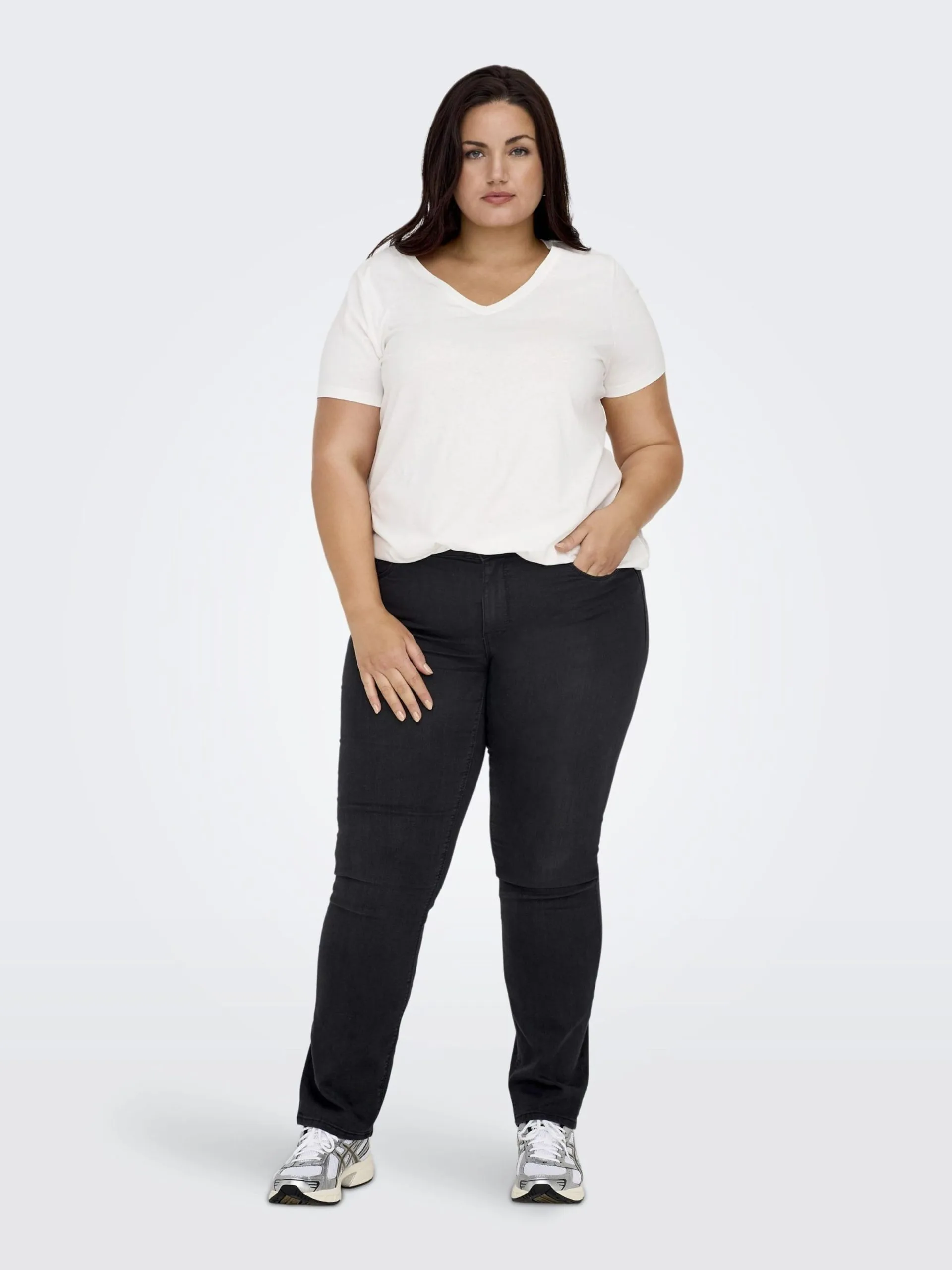 ONLY CARMAKOMA Straight Regular Jeans CARHIRIS Dames Zwart 4 ONLY CARMAKOMA Straight Regular Jeans CARHIRIS Dames Zwart - Afbeelding 4