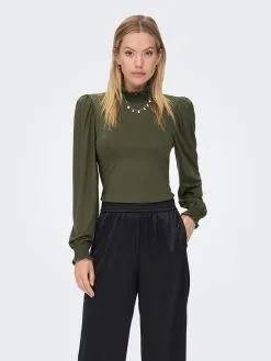 ONLY Longsleeves Shirt Elva Dames Donkergroen -ONLY Elegant winkel a5ee8cdef6b0419be3eb0301d0a654fb