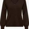 ONLY Fijngebreide Truien Trui MILA Dames Donkerbruin