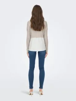 ONLY Fijngebreide Truien Trui ZURI Dames Stone Grey / Wit -ONLY Elegant winkel a810b381cb82530906d4a9f68cb4070d