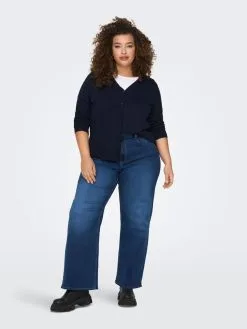 ONLY CARMAKOMA Vesten Gebreid Vest Dames Blauw -ONLY Elegant winkel a88a5792414f3854f7342c4970282300