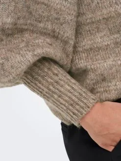 ONLY Fijngebreide Truien Trui Celina Dames Bruin Gemêleerd -ONLY Elegant winkel a8b09fecea0b57a3696d930af75fbd8e